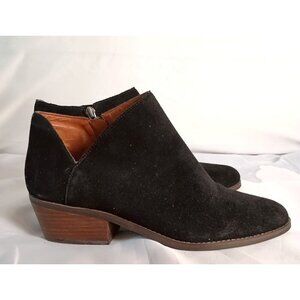 Lucky Brand Fenley Black Suede Cut Out Ankle Booties Women’s 10 Leather